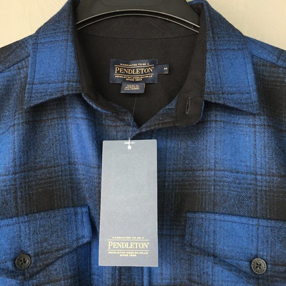Pendleton NWT Royal & Black Plaid NWT Sz Med & Large - Picture 2 of 10